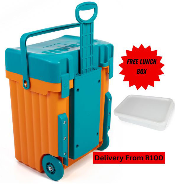 Cadii School Bag With Free Lunch Box Orange/Turquoise