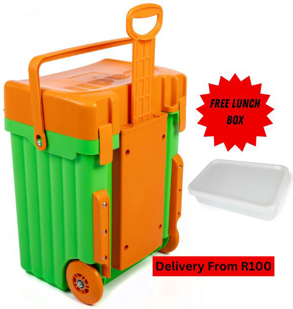 Cadii School Bag With Free Lunch Box Lime/Orange