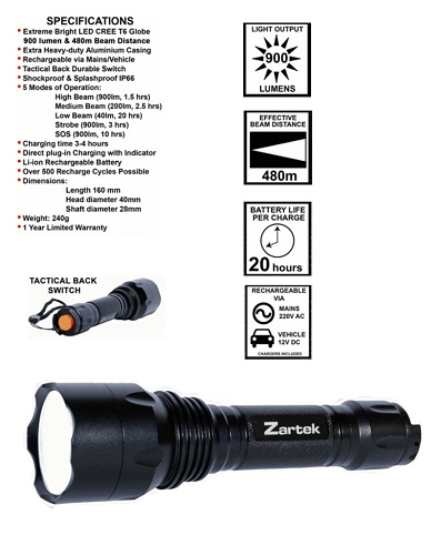 Zartek LED Extreme Bright Flashlight ZA458